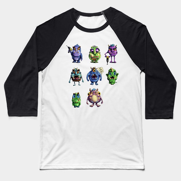 Little Monster collection 1 Baseball T-Shirt by Eyekoo